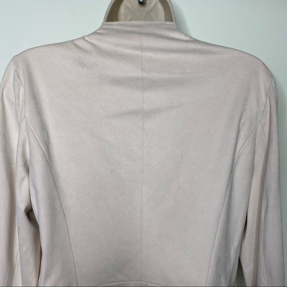 Zara Basic Open Front Drape Jacket Faux Suede Cre… - image 6